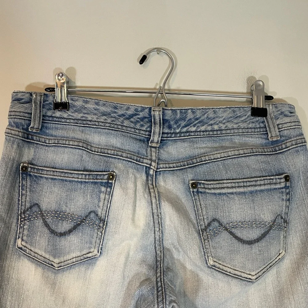 Mossimo Denim Women Light Wash Cuffed Capri Jeans Y2K Size 11 Cropped Blue 90s